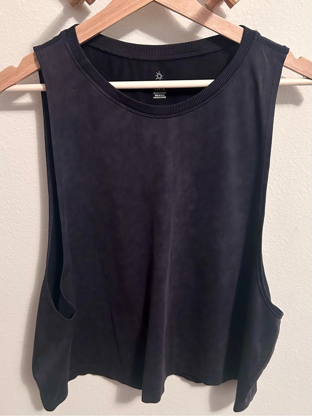 Aerie Cropped Muscle Tank in Faded Black size L